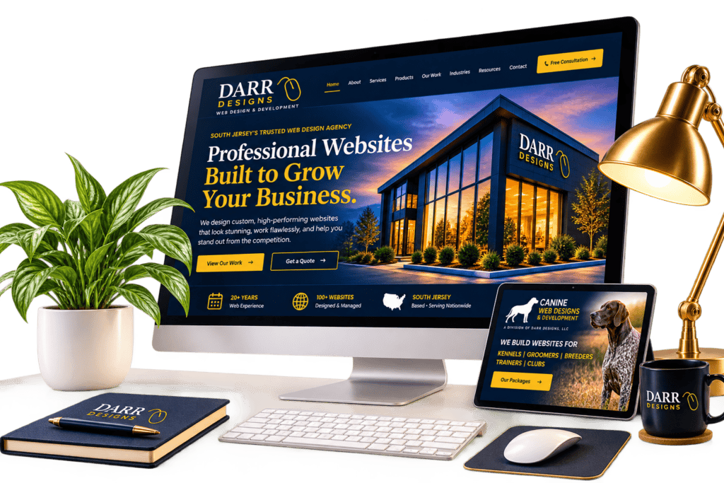 South Jersey web design and development by DARR Designs displayed on desktop and tablet